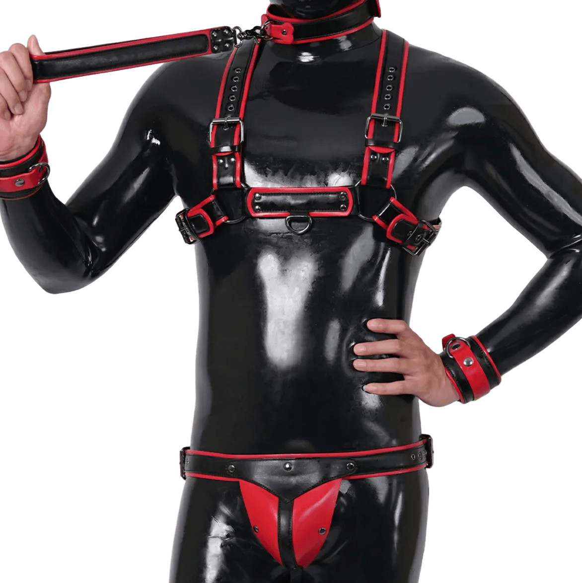 Furrjoi Harness, Cuff, Collar, Lead Underwear Bundle Red - The Pup Play Hub