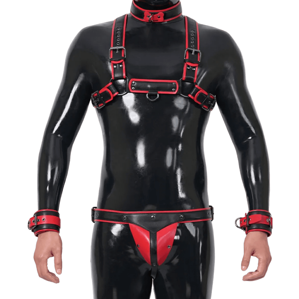 Furrjoi Harness, Cuff, Collar, Lead Underwear Bundle Red - The Pup Play Hub