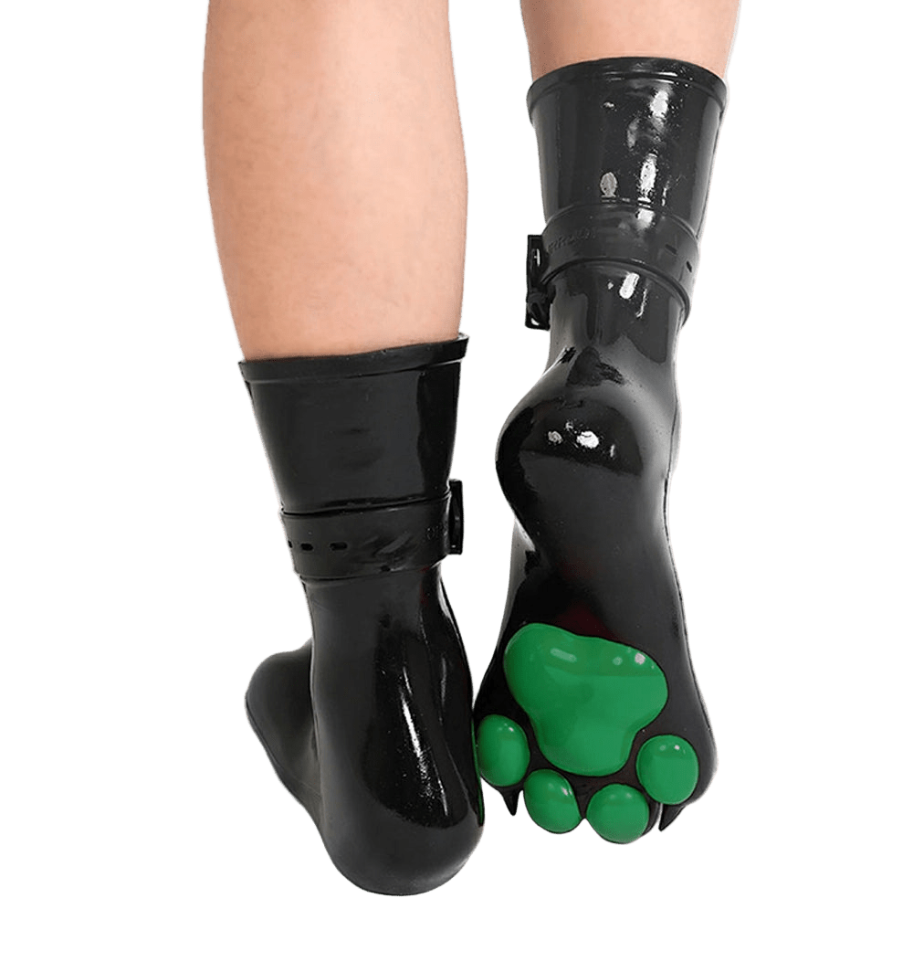 Furrjoi Silicone Canine Paw feet with Bindings Green - The Pup Play Hub