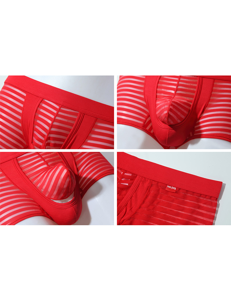 Men’s Sexy Striped Hollow Jockstrap With Separate Pouch