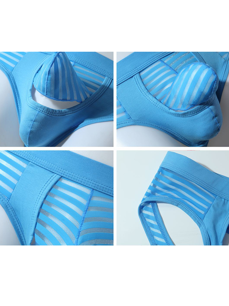 Men’s Sexy Striped Hollow Jockstrap With Separate Pouch