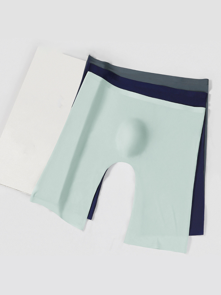 3 Pack Men's Breathable Seamless Mid-Length Boxer Briefs