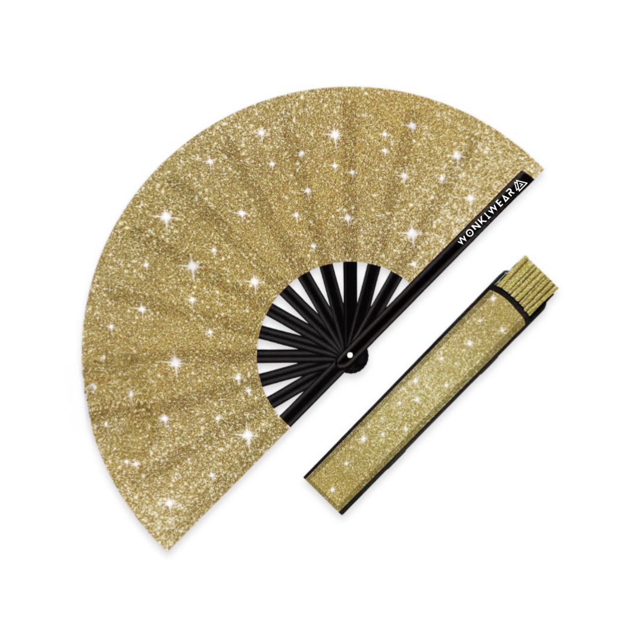 Gold Glitter Fan + Leg Holster Bundle