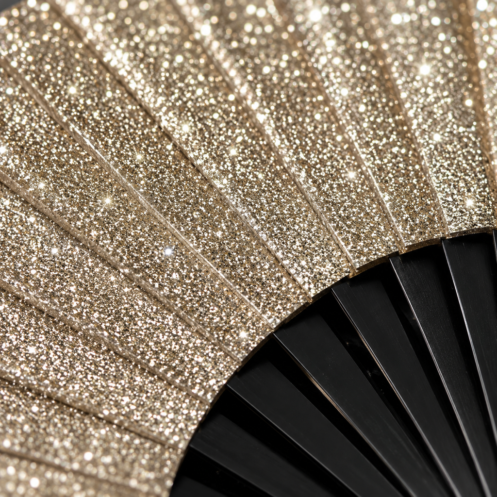 Gold Glitter Fan + Leg Holster Bundle