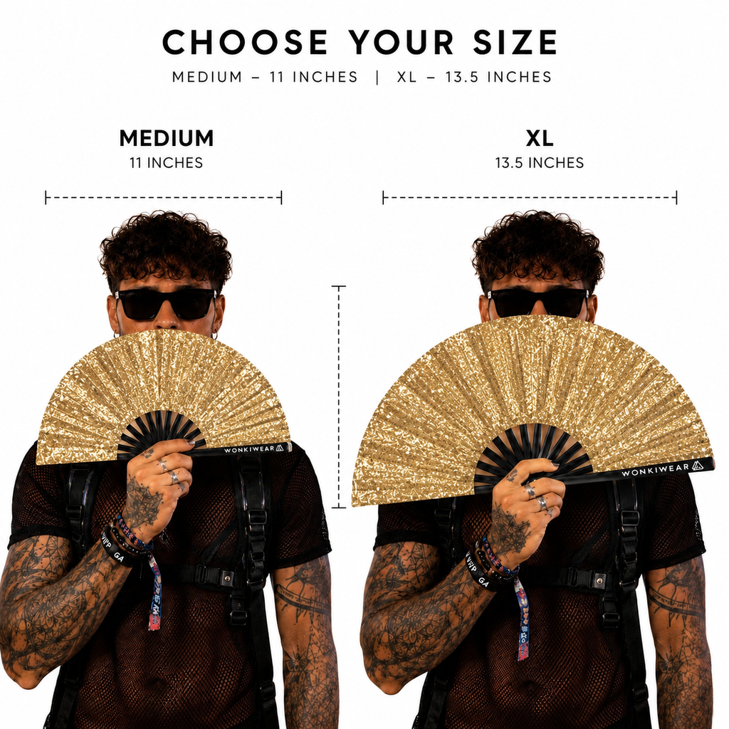 Gold Glitter Fan + Leg Holster Bundle