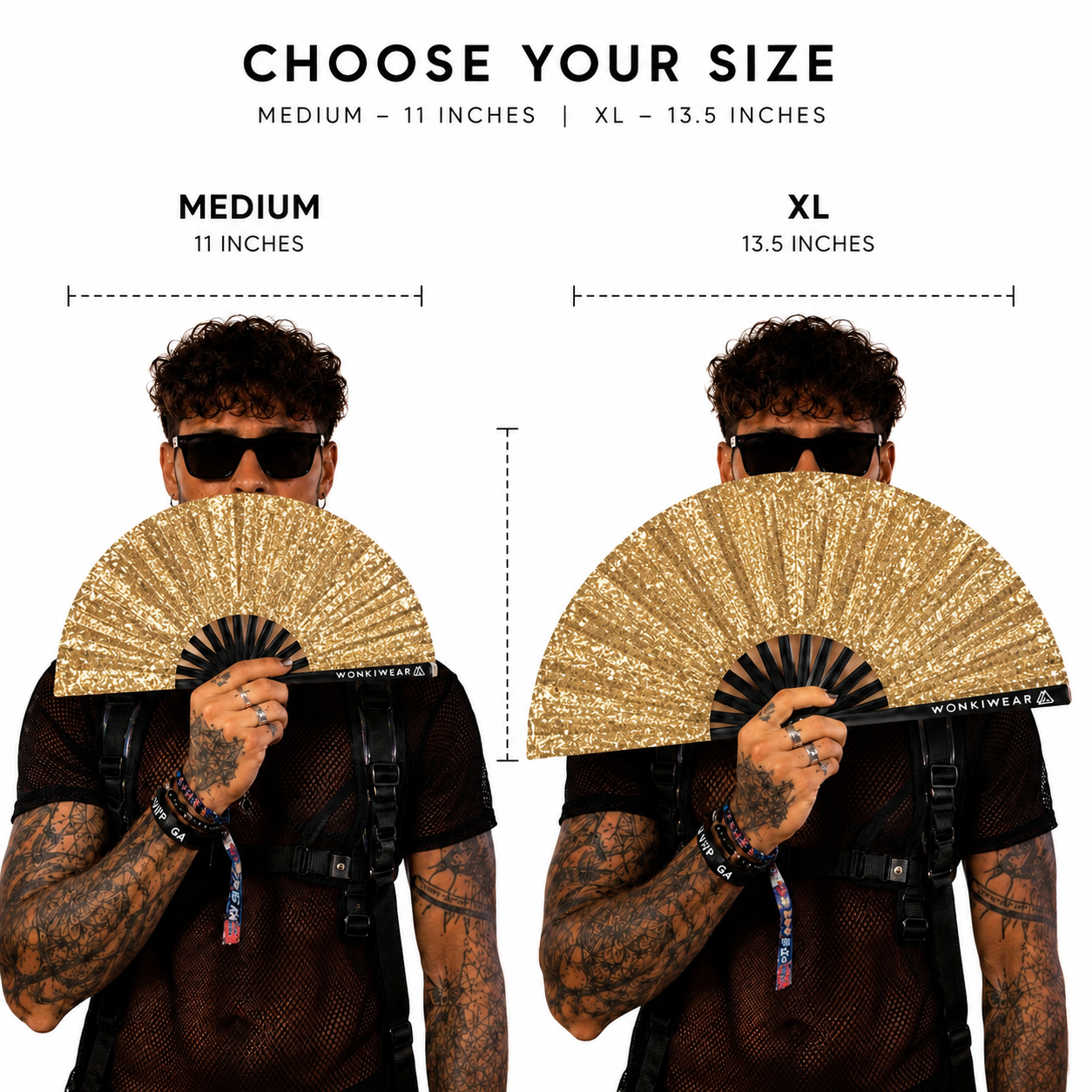 Gold Glitter Fan + Leg Holster Bundle