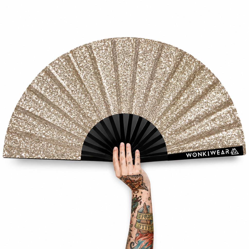 Gold Glitter Fan + Leg Holster Bundle