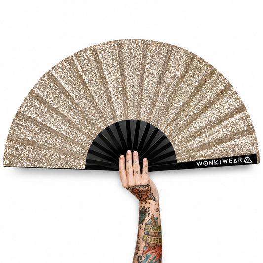 Gold Glitter Fan + Leg Holster Bundle