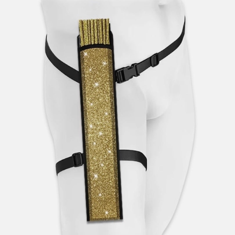 Gold Glitter Fan + Leg Holster Bundle