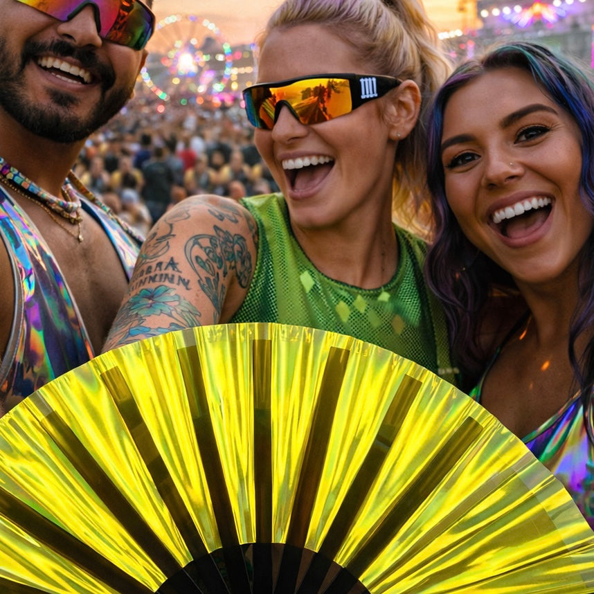Golden Goddess Iridescent XL Festival Fan