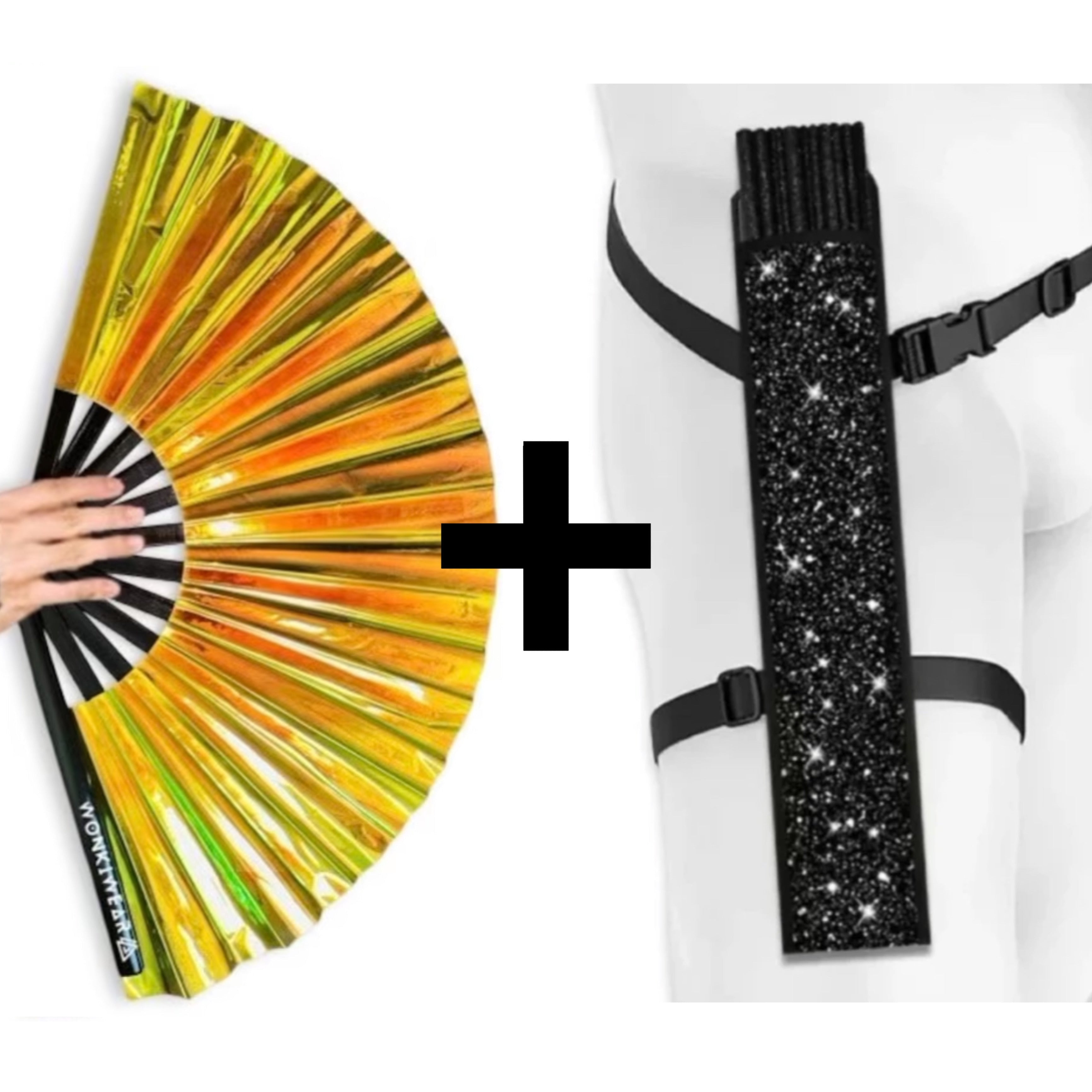 Golden Goddess Iridescent XL Festival Fan