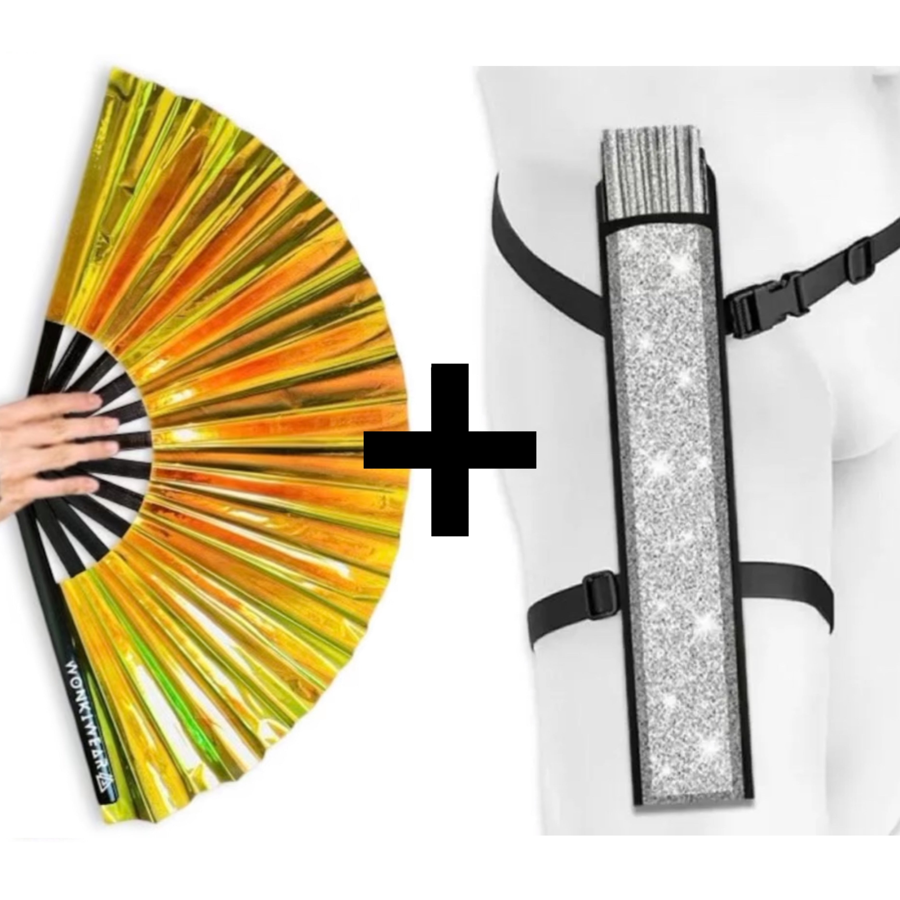 Golden Goddess Iridescent XL Festival Fan