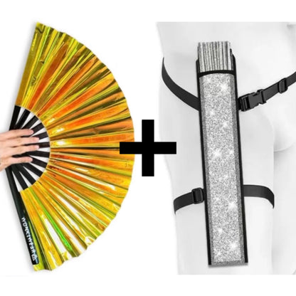Golden Goddess Iridescent XL Festival Fan