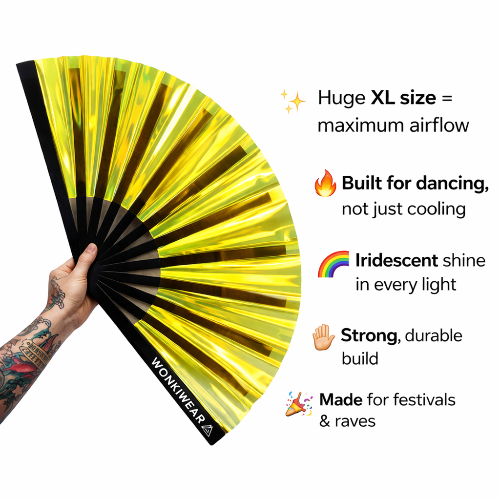 Golden Goddess Iridescent XL Festival Fan