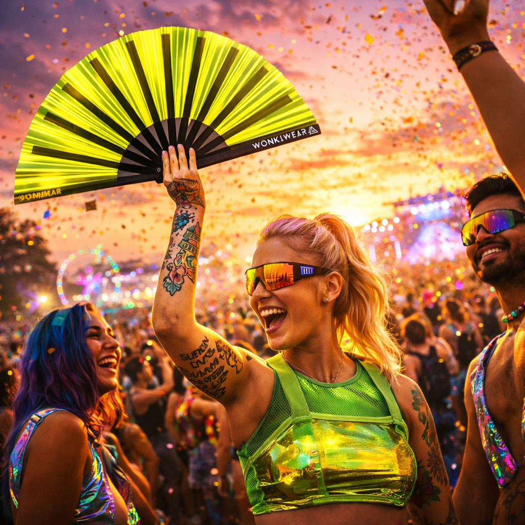 Golden Goddess Iridescent XL Festival Fan