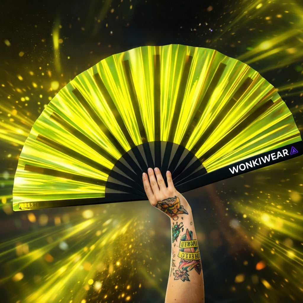 Golden Goddess Iridescent XL Festival Fan