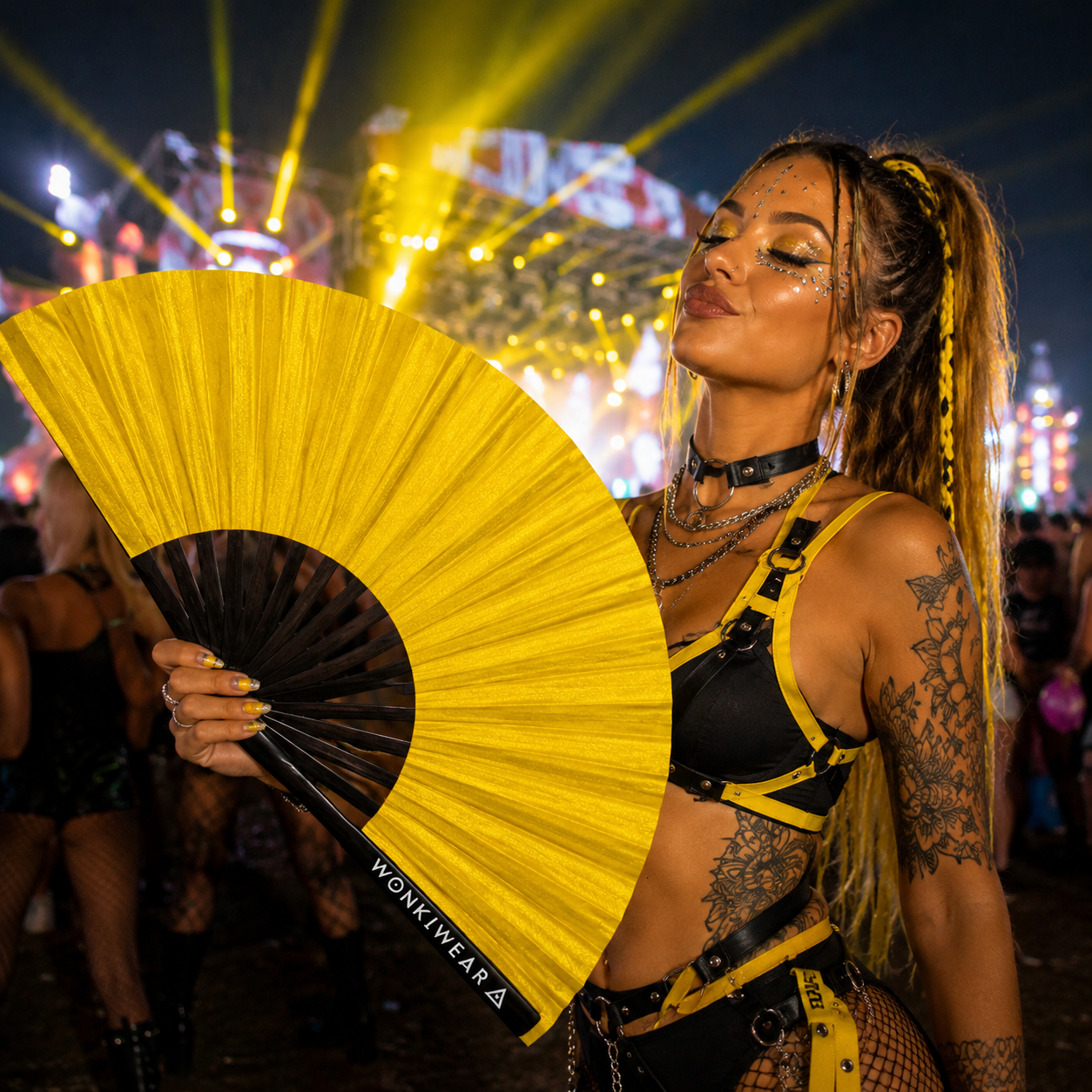 Gold Shimmer Metallic XL Festival Fan