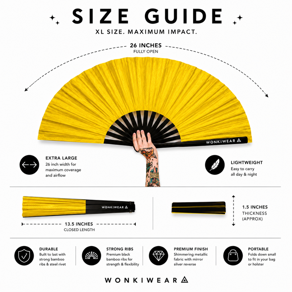 Gold Shimmer Metallic XL Festival Fan