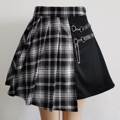 Goth Plaid Pleated Skirt