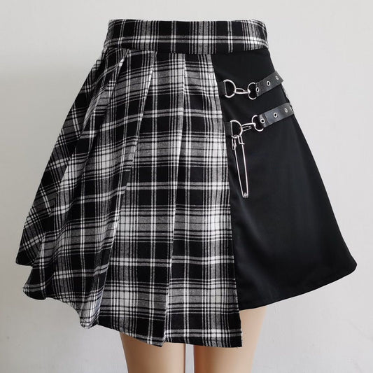 Goth Plaid Pleated Skirt