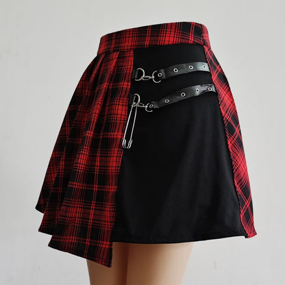 Goth Plaid Pleated Skirt