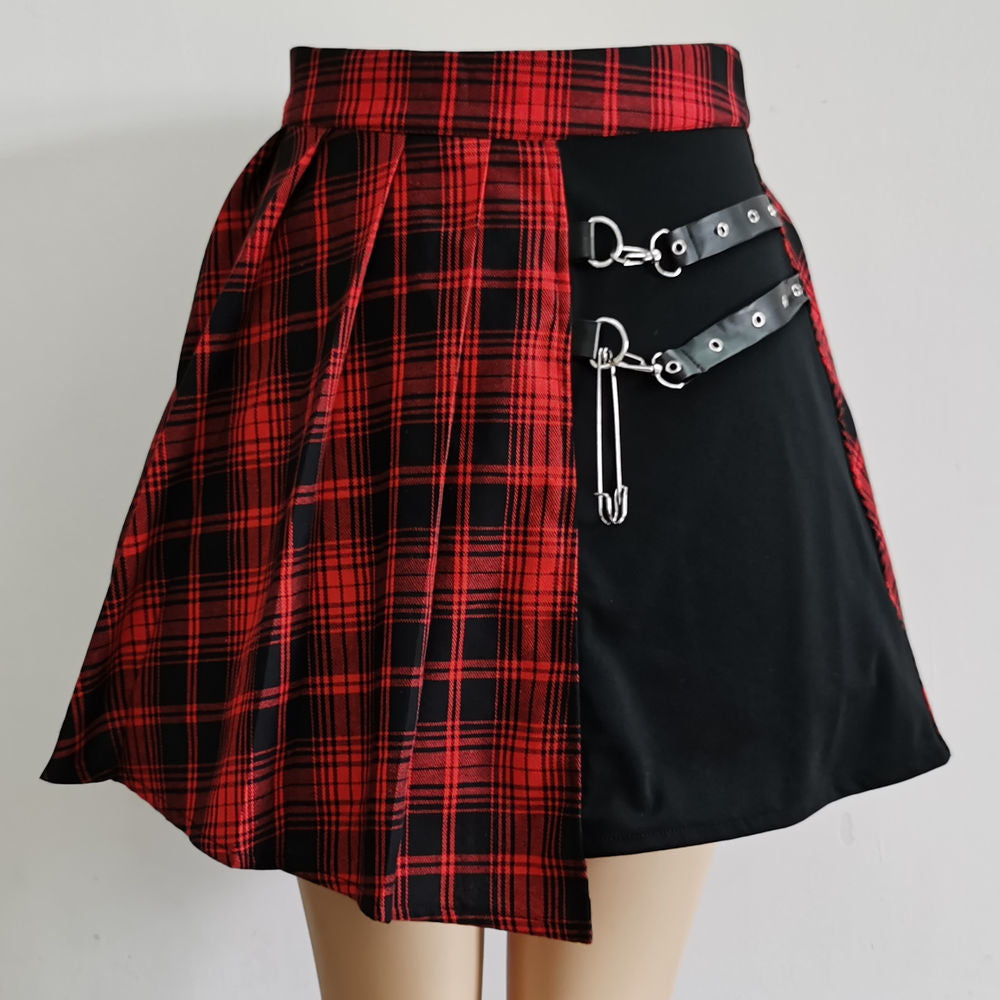 Goth Plaid Pleated Skirt