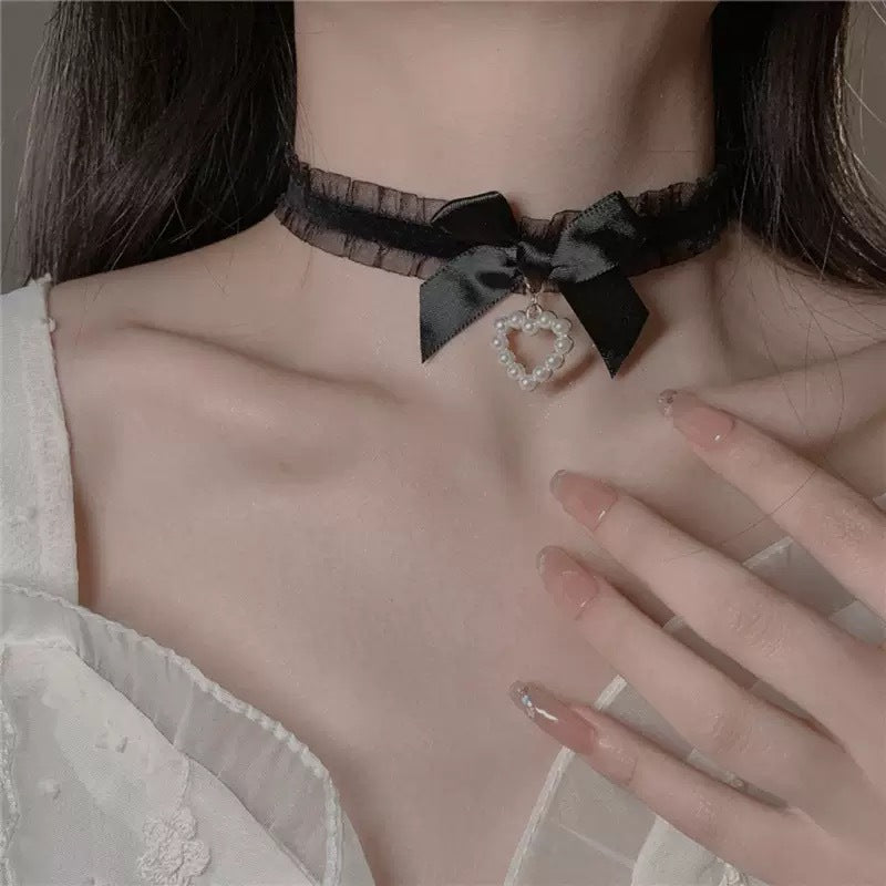 Gothic Bow Lace Femboy Choker