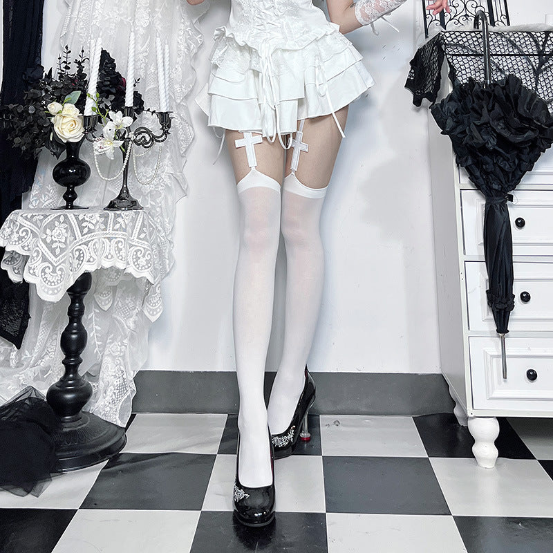 Gothic Cross Thigh High Stockings
