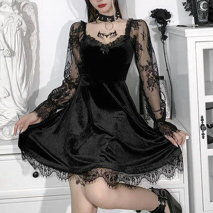 Gothic Lace Ruffle Dress