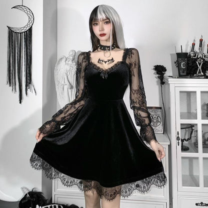 Gothic Lace Ruffle Dress
