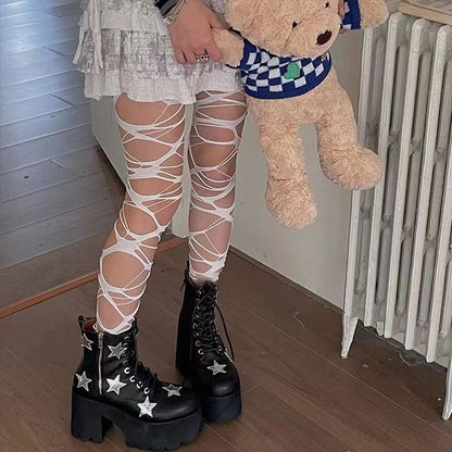 Gothic Punk Ripped Fishnet