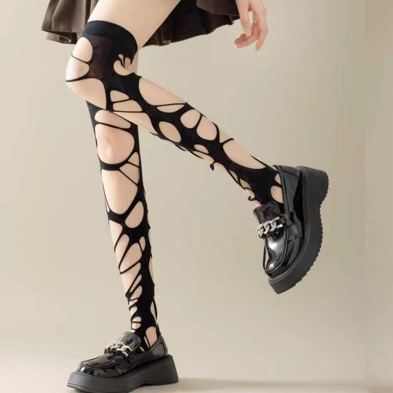 Gothic Punk Ripped Fishnet