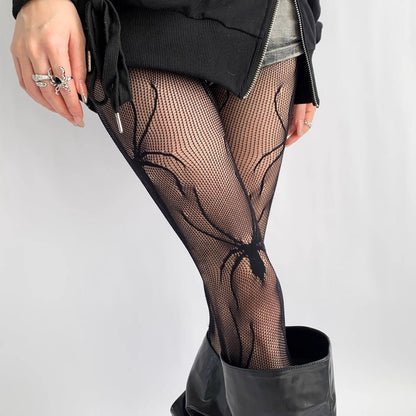 Gothic Spider Mesh Pantyhose