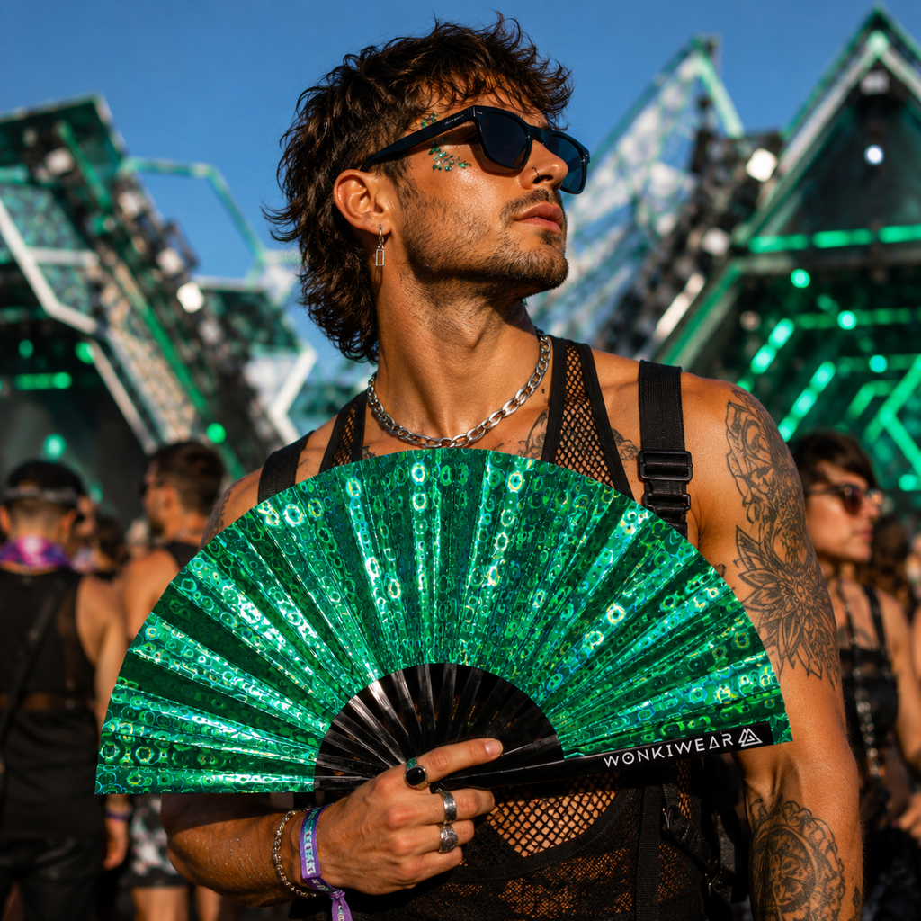 Green Holographic XL Festival Fan