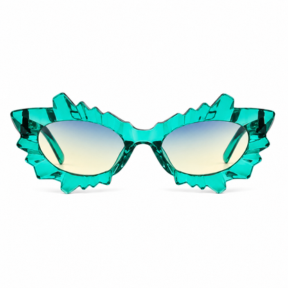 Green Irregular Cat Eye Glasses