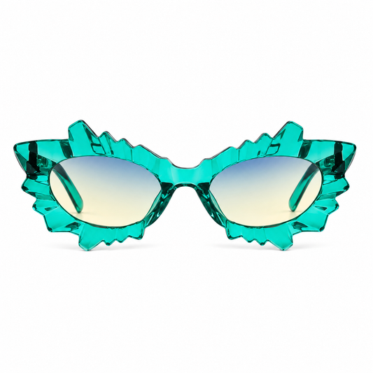 Green Irregular Cat Eye Glasses