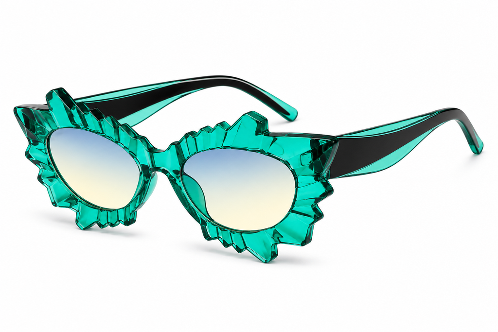 Green Irregular Cat Eye Glasses