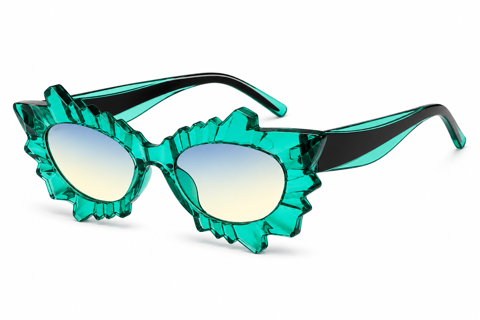 Green Irregular Cat Eye Glasses