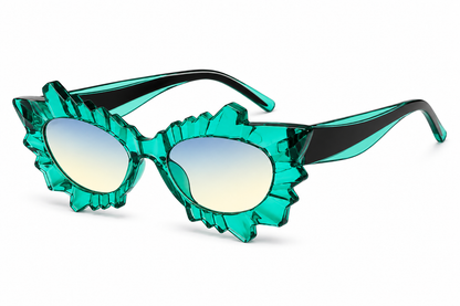 Green Irregular Cat Eye Glasses