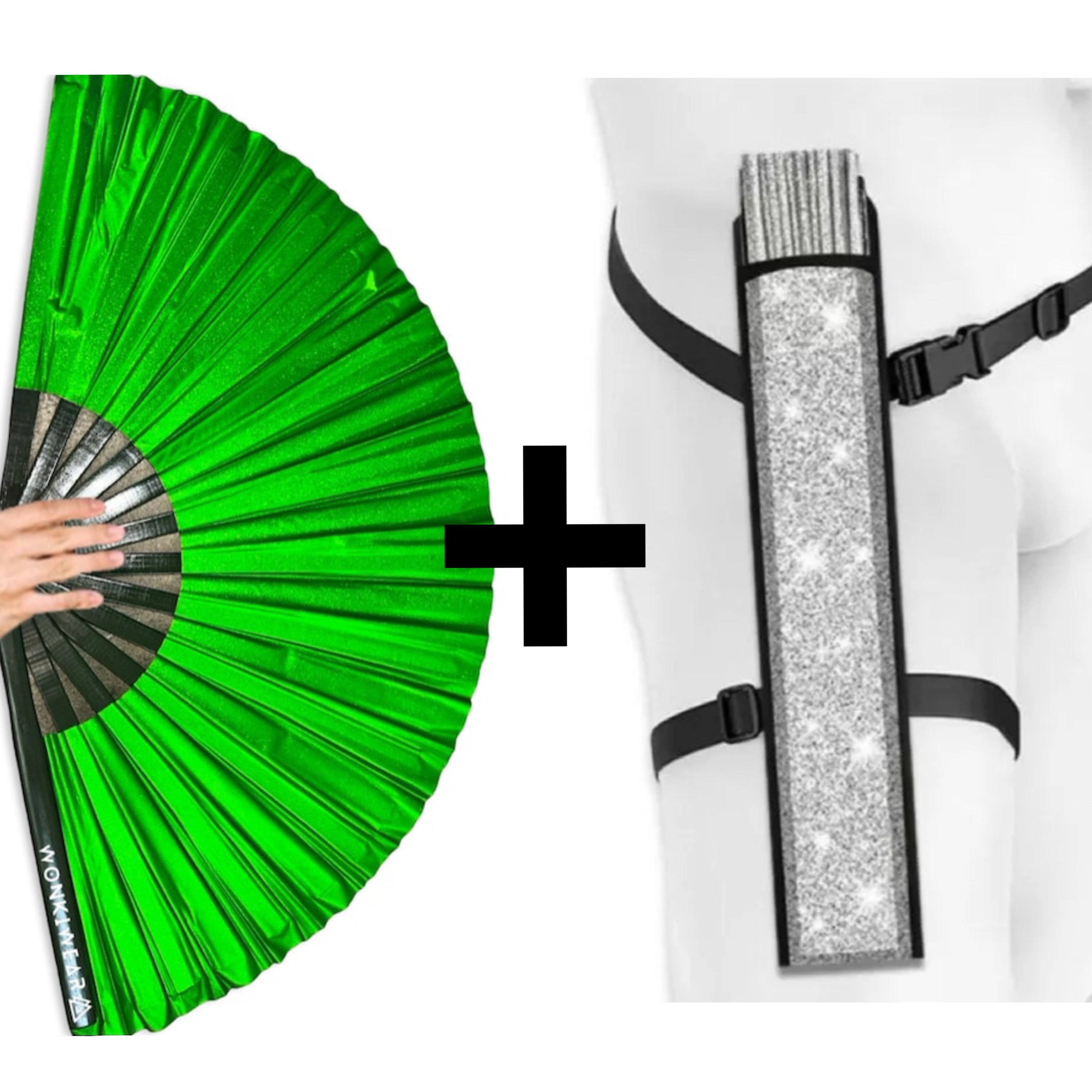 Green Shimmer Metallic XL Festival Fan