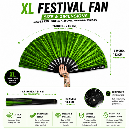 Green Shimmer Metallic XL Festival Fan