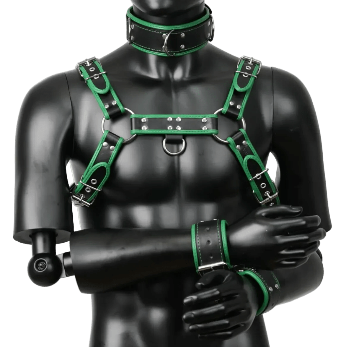 Harness, Cuff, Collar Bundle Green - The Pup Play Hub