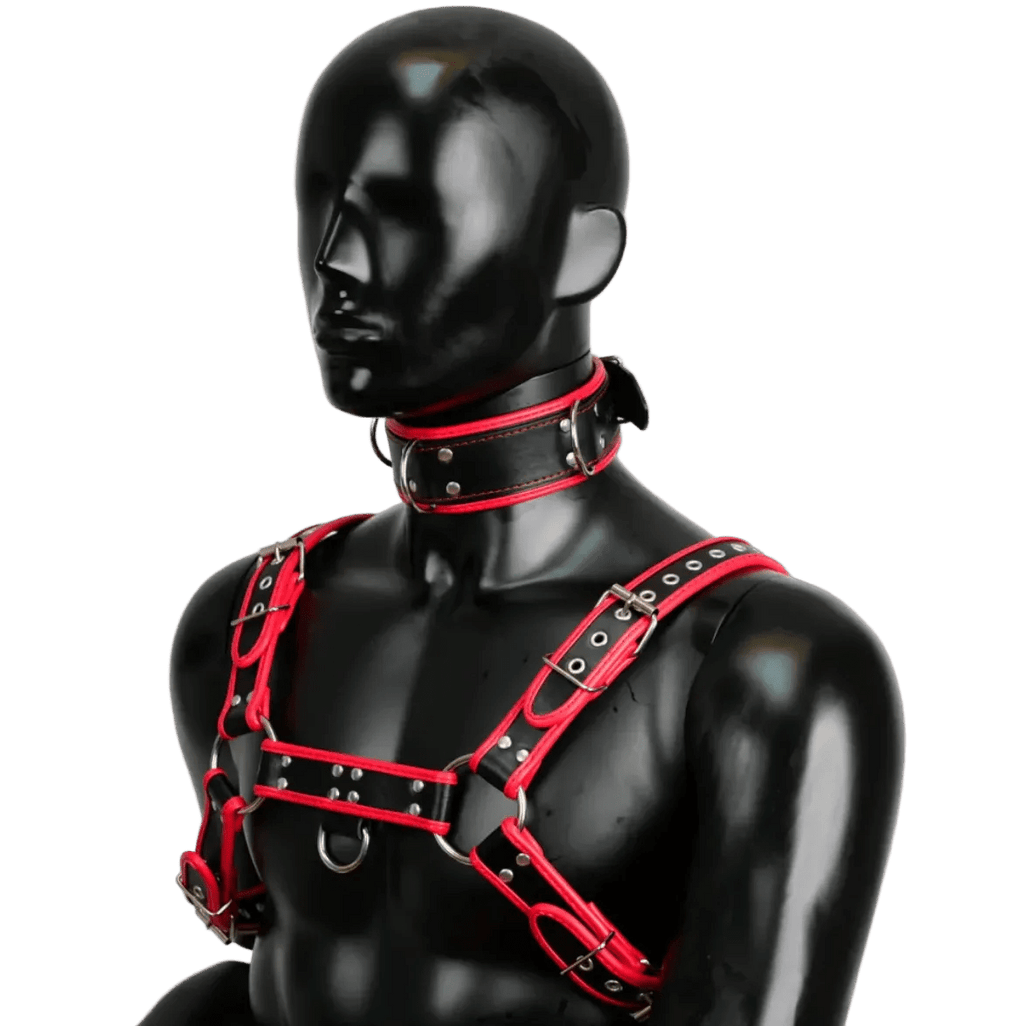 Harness, Cuff, Collar Bundle Red - The Pup Play Hub