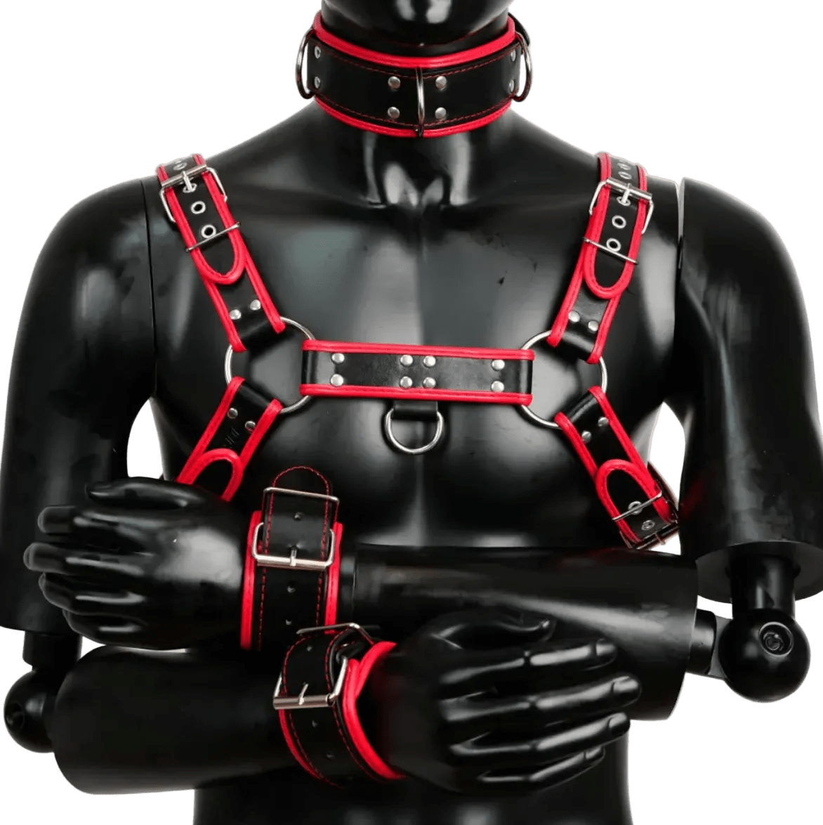 Harness, Cuff, Collar Bundle Red - The Pup Play Hub
