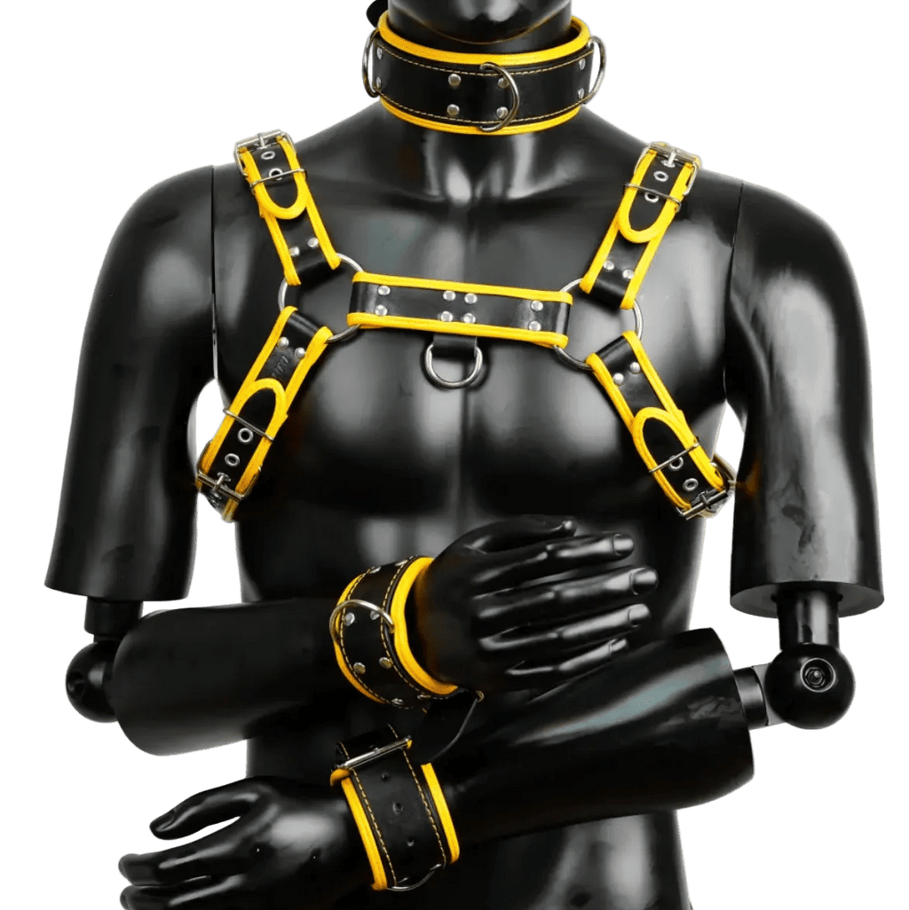 Harness, Cuff, Collar Bundle Yellow - The Pup Play Hub