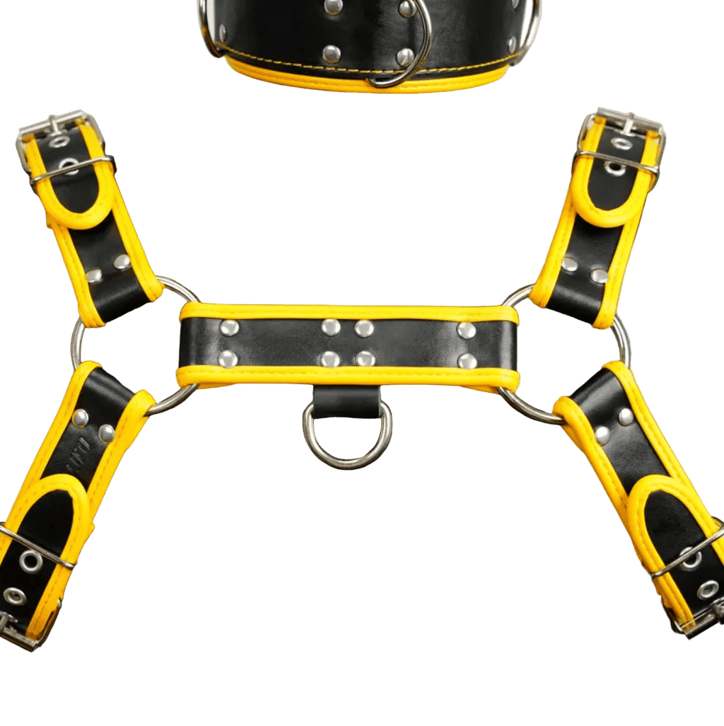 Harness, Cuff, Collar Bundle Yellow - The Pup Play Hub