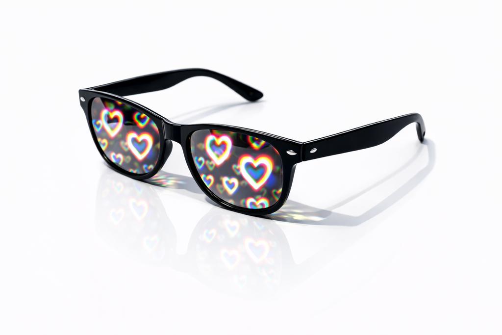 White Heart Diffraction Glasses