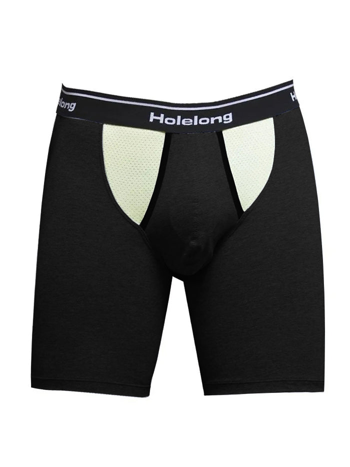 Dual Pouch Men's Long Legs Sports Boxer Briefs