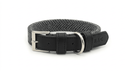 Herringbone & Leather Collar - Balmoral