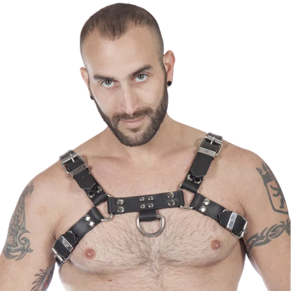 Titus H-Front Leather Chest Harness | Black
